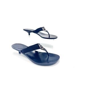 Gucci Black Canvas Interlocking G Thong Kitten Heel Sandals size 7B